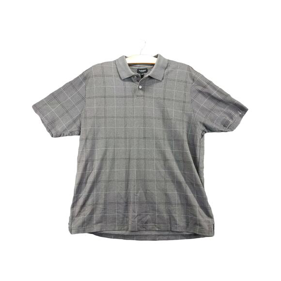 Mens Van Heusen Short Sleeve Polo Shirt Size L Gray Collared - Picture 1 of 11